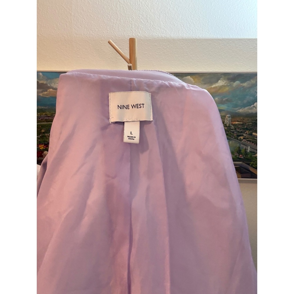 Nine West Moto Jacket Women Large Purple Faux Leather Asymmetrical Zip Biker - Picture 3 of 7